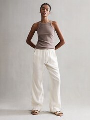 Reiss Dark Grey Louisa Crew Neck Ribbed Cami Vest Top - Image 3 of 7
