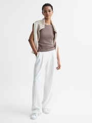 Reiss Dark Grey Louisa Crew Neck Ribbed Cami Vest Top - Image 7 of 7
