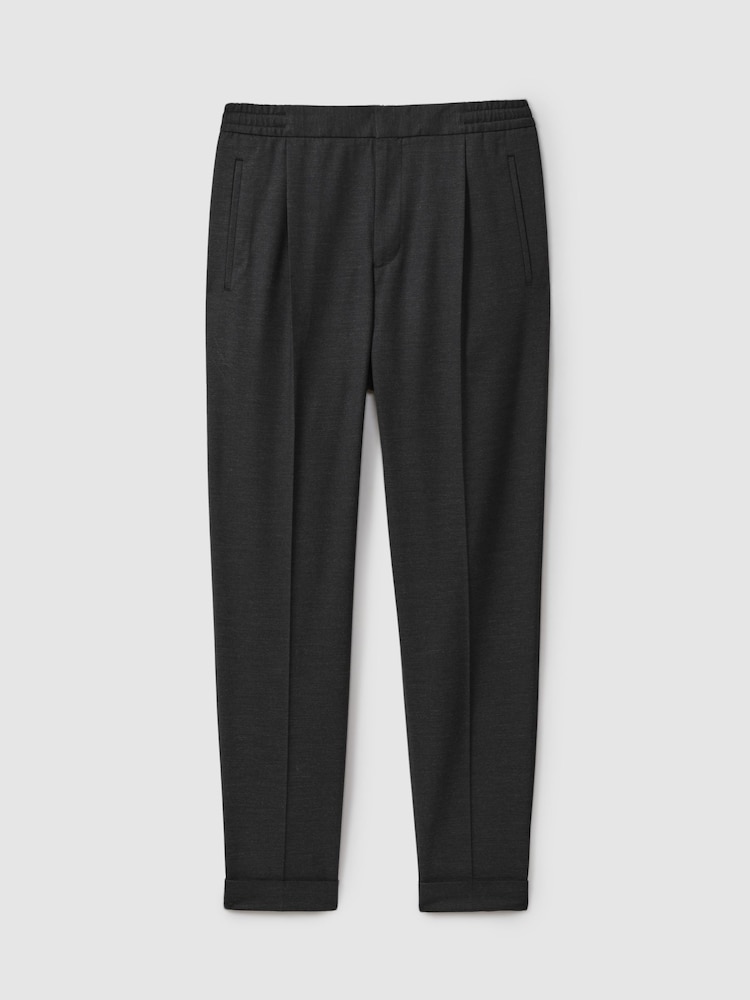 Reiss Charcoal Brighton Relaxed Drawstring Trousers with Turn-Ups - Image 2 of 5