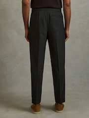 Reiss Charcoal Brighton Relaxed Drawstring Trousers with Turn-Ups - Image 4 of 5