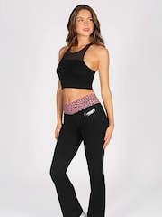 Pineapple Black/Leopard Womens Contrast Band Bootcut Jersey Joggers - Image 3 of 5