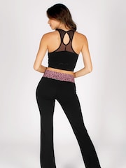 Pineapple Black/Leopard Womens Contrast Band Bootcut Jersey Joggers - Image 4 of 5
