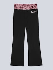 Pineapple Black/Leopard Womens Contrast Band Bootcut Jersey Joggers - Image 5 of 5