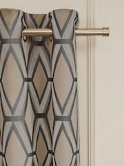 Champagne Gold Collection Luxe Heavyweight Geometric Cut Velvet Lined Eyelet Curtains - Image 4 of 5