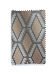 Champagne Gold Collection Luxe Heavyweight Geometric Cut Velvet Lined Eyelet Curtains - Image 5 of 5
