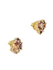 Mocha Brown Gold Tone - CERENE Statement Crystal Stud Earrings - Slika 5 iz 6