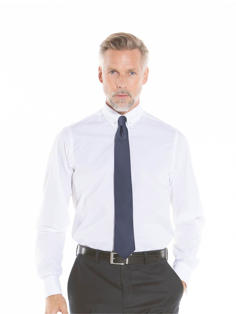 Savile Row Company Slim Fit 100% Cotton Pin Collar Double Cuff White Shirt - Image 1 of 5