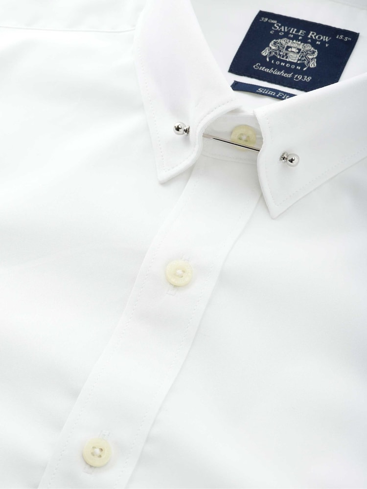 Savile Row Company Slim Fit 100% Cotton Pin Collar Double Cuff White Shirt - Image 3 of 3 Savile Row Company Slim Fit 100% Cotton Pin Collar Double Cuff White Shirt - Image 3 of 3