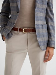Reiss Tan Albany Leather Crocodile Print Belt - Image 2 of 7