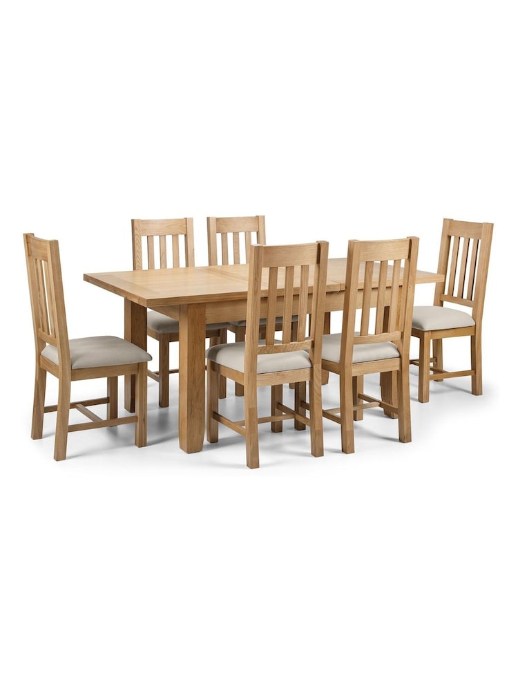 Julian Bowen Brown Astoria Extending 6 Seater Dining Table And Hereford Chairs Set - Image 2 of 4