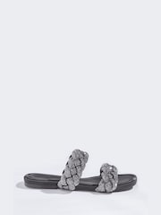 Black Forever Comfort® Jewelled Braided Sandals - Image 2 of 5