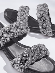 Black Forever Comfort® Jewelled Braided Sandals - Image 5 of 5