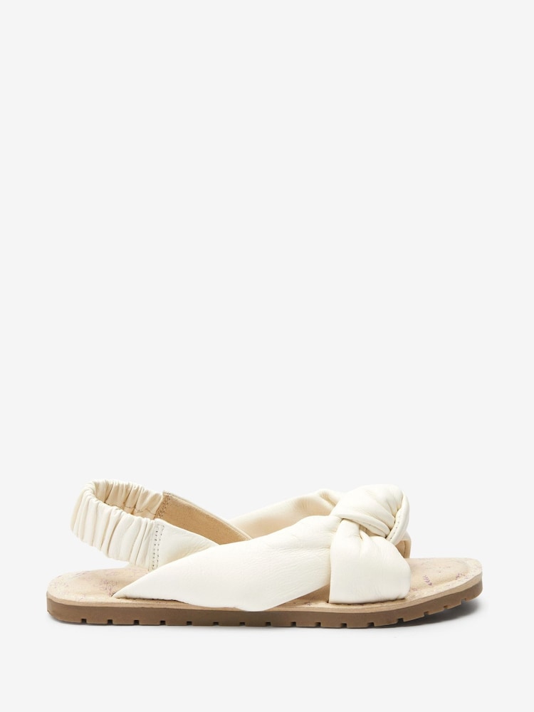 White Leather Knotted Sandals - Image 1 of 5