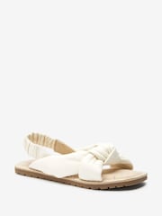 White Leather Knotted Sandals - Image 2 of 5