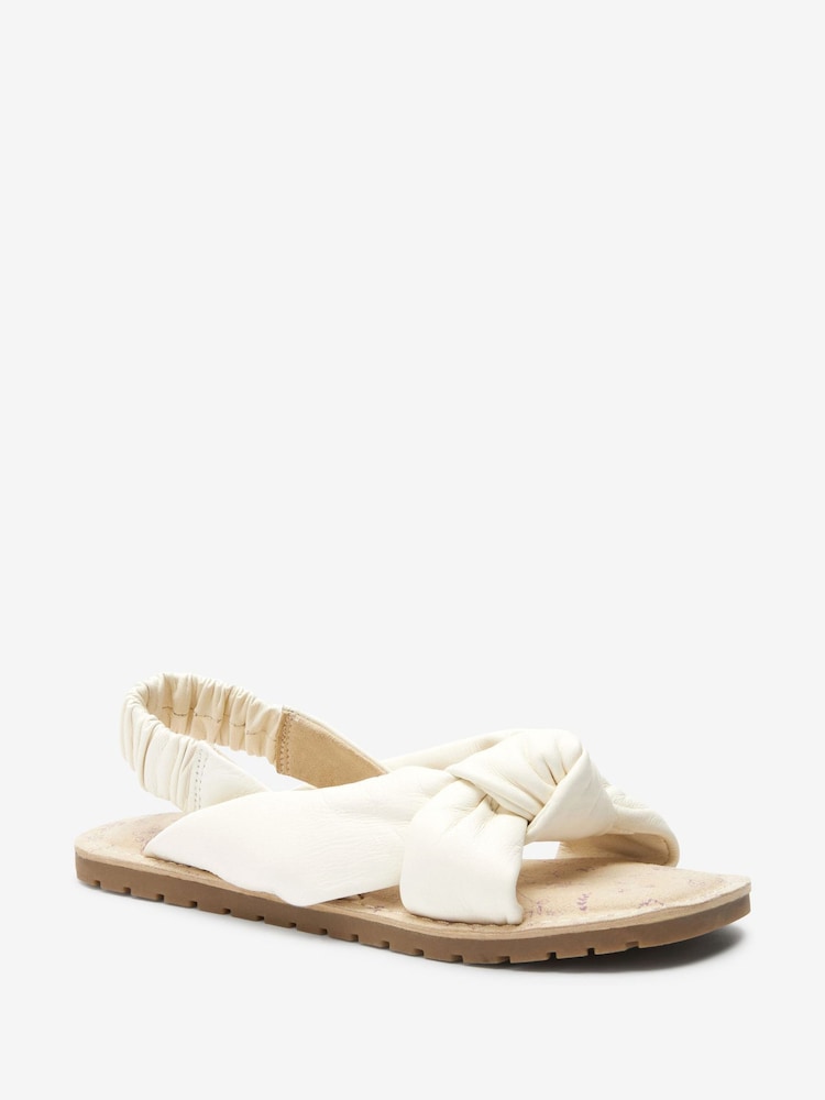 White Leather Knotted Sandals - Image 2 of 5 White Leather Knotted Sandals - Image 2 of 5