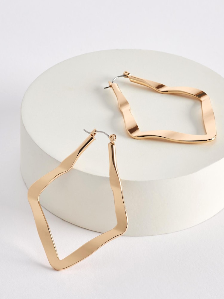 Gold Tone Organic Hoop Earrings - Image 3 of 3 Gold Tone Organic Hoop Earrings - Image 3 of 3