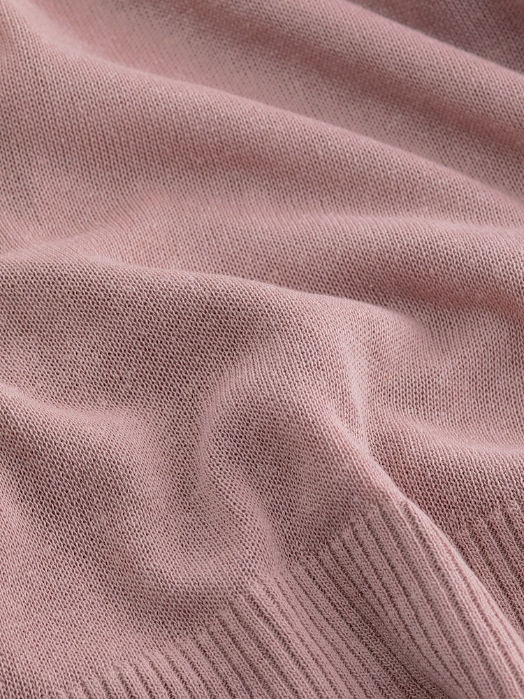 Blush Pink Tipped Linen Polo Long Sleeve Jumper - Image 6 of 6 Blush Pink Tipped Linen Polo Long Sleeve Jumper - Image 6 of 6