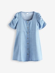 Blue Denim Ruched Sleeve Tea Dress (3-16yrs) - Image 4 of 5