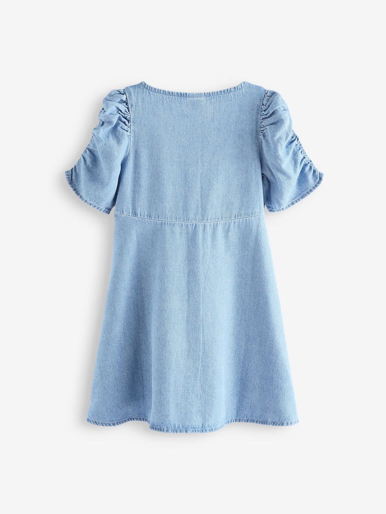 Blue Denim Ruched Sleeve Tea Dress (3-16yrs) - Image 5 of 5