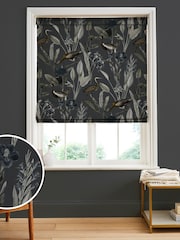 Graham & Brown Midnight Grey Glasshouse Made to Measure Roman 100% Cotton Blind - Image 1 of 6