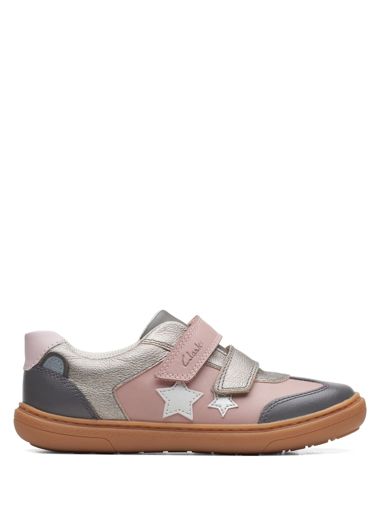 Clarks Pink Combi Flash Print K F Fit Shoes - Image 1 of 7
