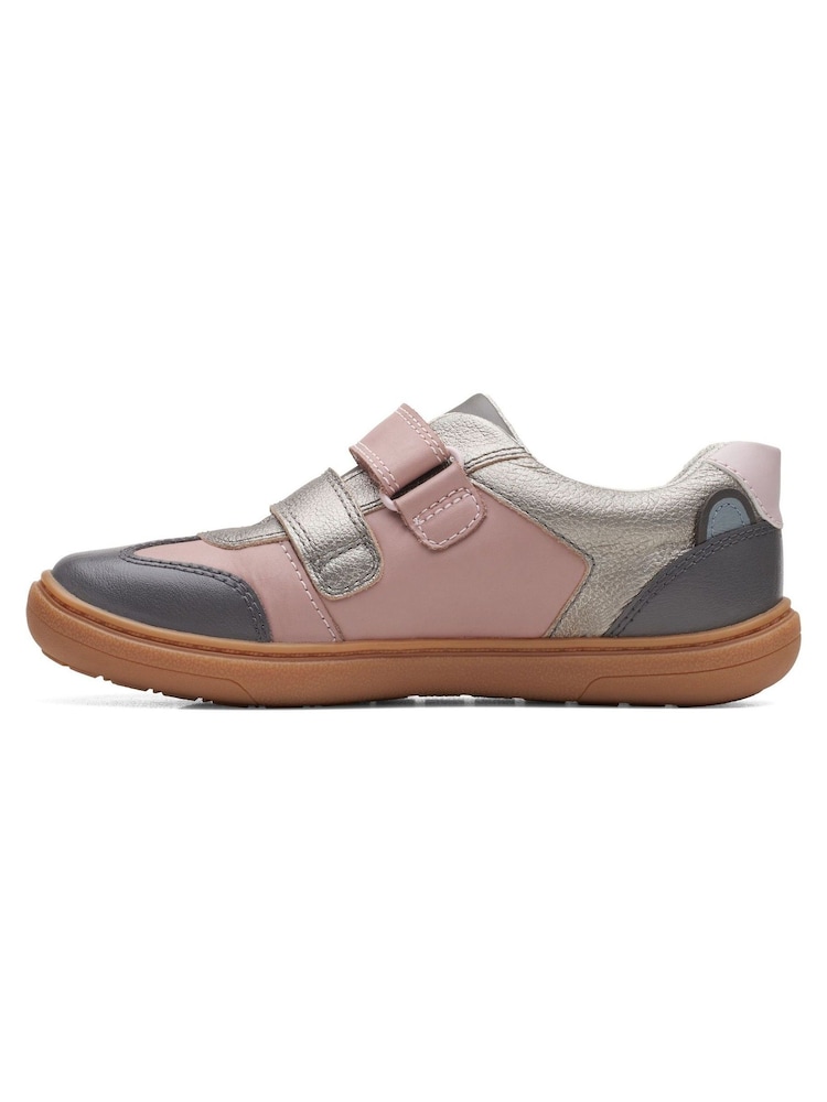 Clarks Pink Combi Flash Print K F Fit Shoes - Image 2 of 7
