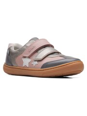 Clarks Pink Combi Flash Print K F Fit Shoes - Image 3 of 7