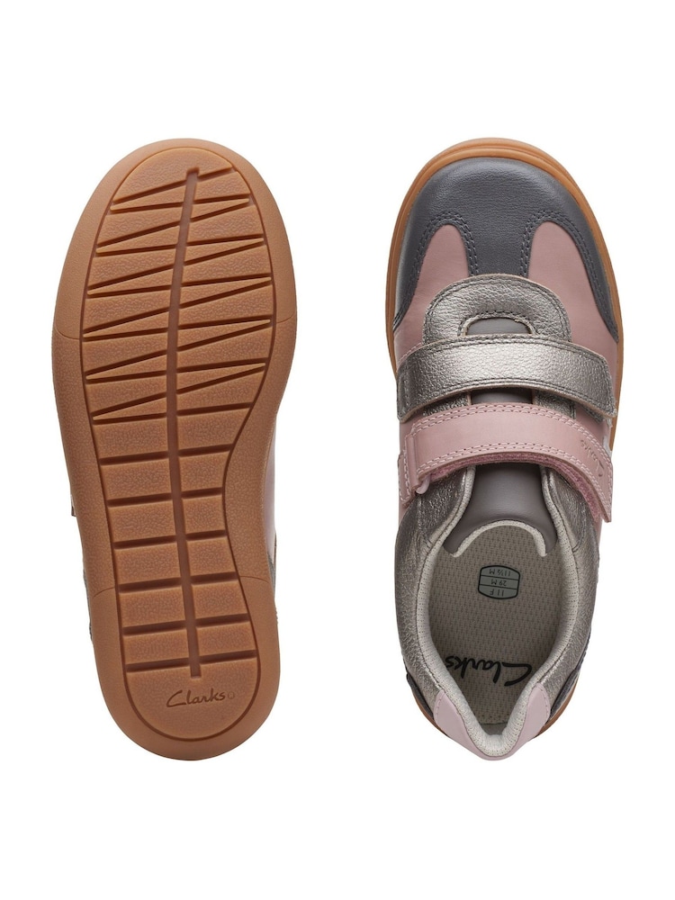 Clarks Pink Combi Flash Print K F Fit Shoes - Image 7 of 7