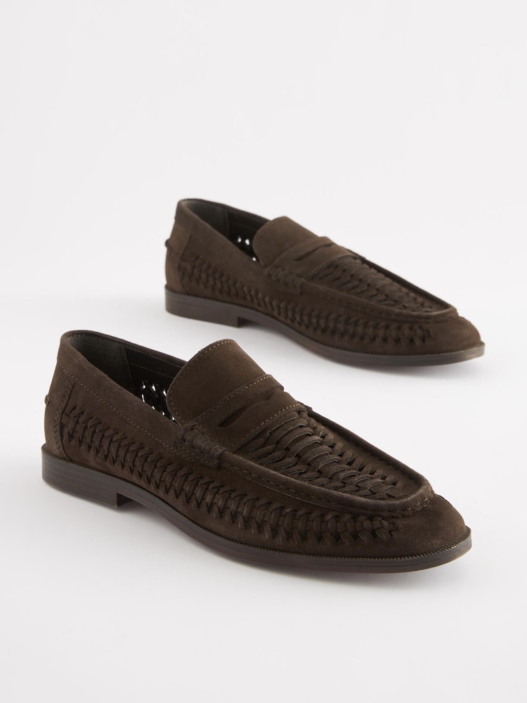 Braun - Lederloafer mit Flechtdesign - Bild 2 von 6 Braun - Lederloafer mit Flechtdesign - Bild 2 von 6