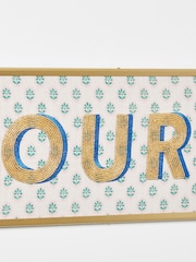 Oliver Bonas Blue Bonjour Beaded Cotton Wall Art - Image 3 of 4