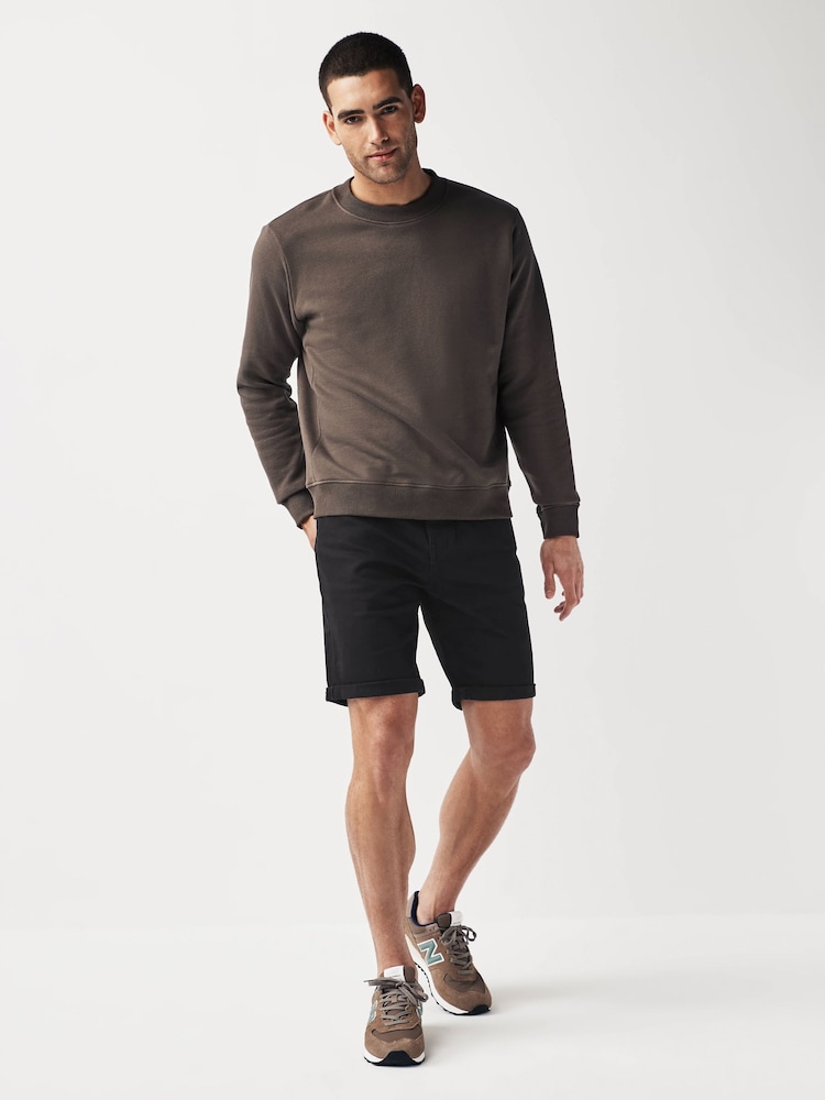 Black Straight Fit Stretch Denim Shorts - Image 2 of 8