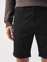 Black Straight Fit Stretch Denim Shorts - Image 4 of 8