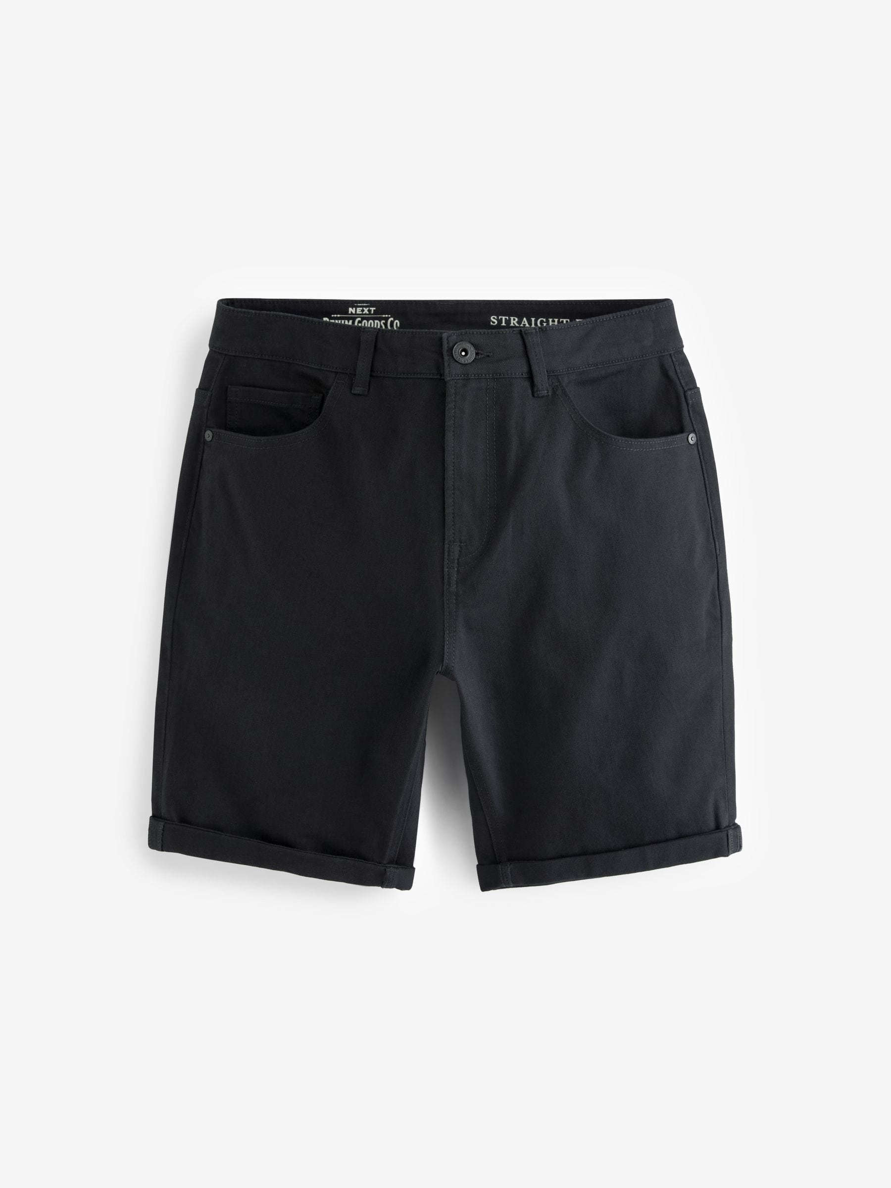 Buy Black Straight Fit Stretch Denim Shorts from Next Luxembourg