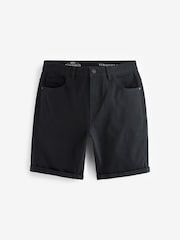Black Straight Fit Stretch Denim Shorts - Image 5 of 8
