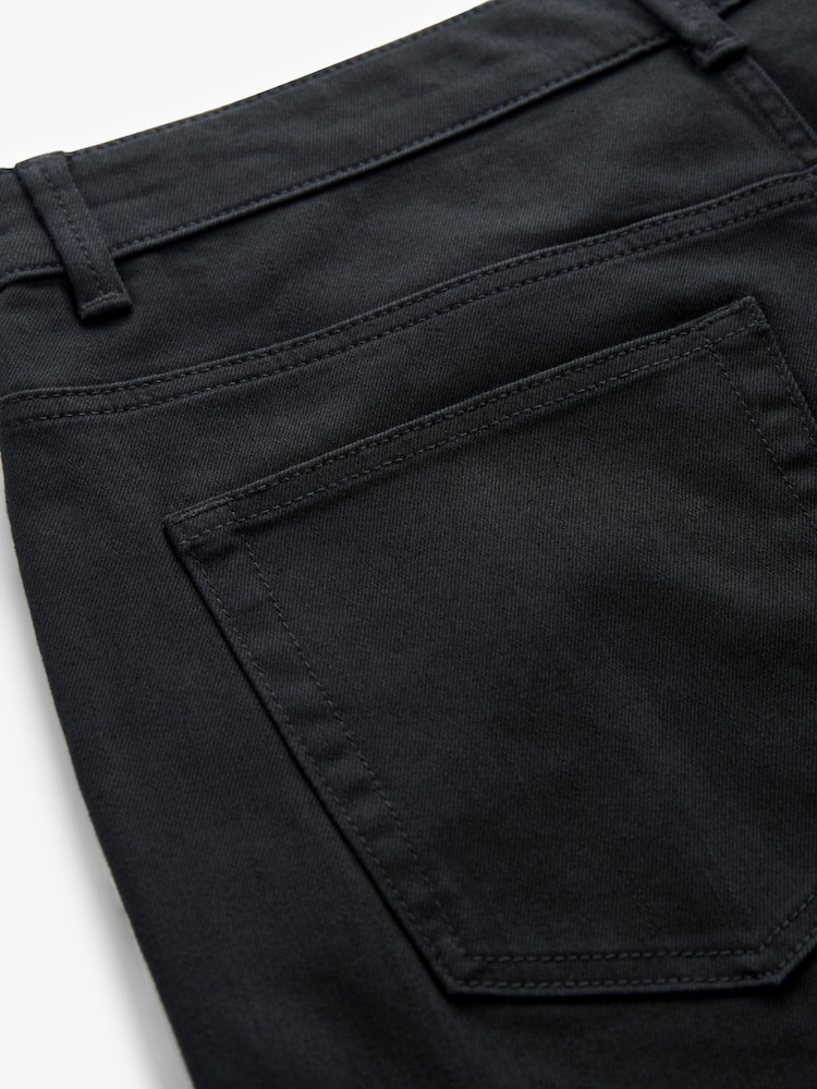 Black Straight Fit Stretch Denim Shorts - Image 6 of 8