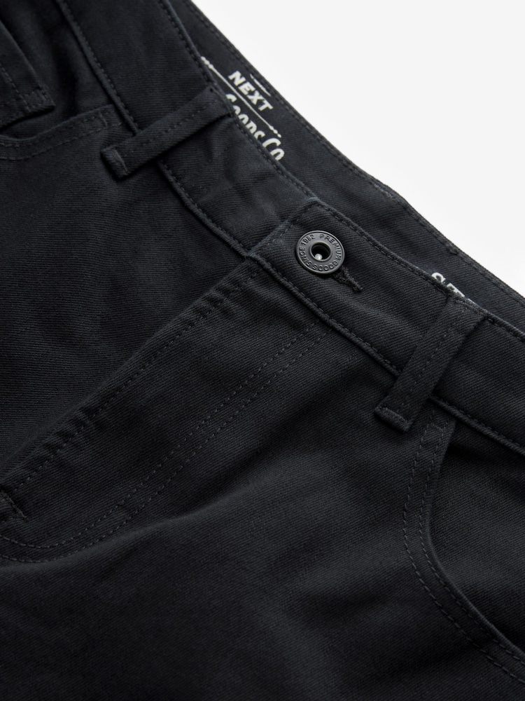 Black Straight Fit Stretch Denim Shorts - Image 8 of 8