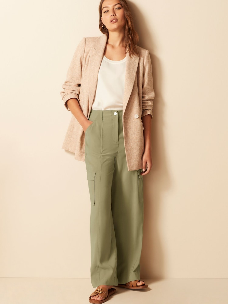 Green Tailored Utility Cargo Straight Trousers - Image 1 of 5 Green Tailored Utility Cargo Straight Trousers - Image 1 of 5