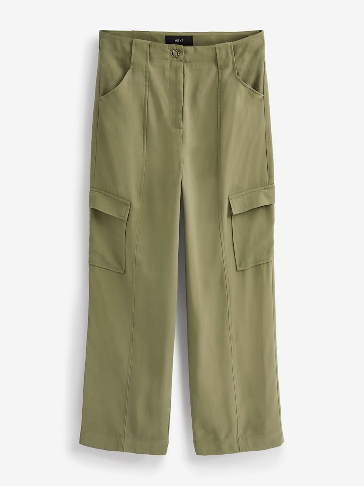 Green Tailored Utility Cargo Straight Trousers - Image 5 of 5 Green Tailored Utility Cargo Straight Trousers - Image 5 of 5