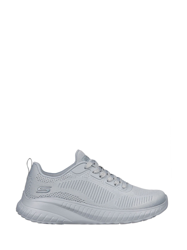 Skechers Grey Wide Fit Womens Bobs Squad Chaos Face Off Trainers - Image 1 of 5