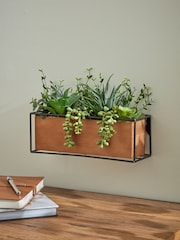 Green Artificial Succulent Garden in Bronx Wood Trough - Image 2 of 4
