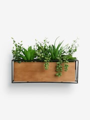 Green Artificial Succulent Garden in Bronx Wood Trough - Image 3 of 4