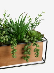 Green Artificial Succulent Garden in Bronx Wood Trough - Image 4 of 4