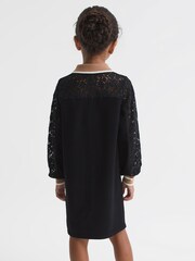 Reiss Black Emmie Senior Lace Detail Knitted Dress - Image 5 of 7