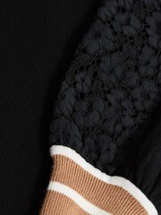 Reiss Black Emmie Senior Lace Detail Knitted Dress - Image 7 of 7