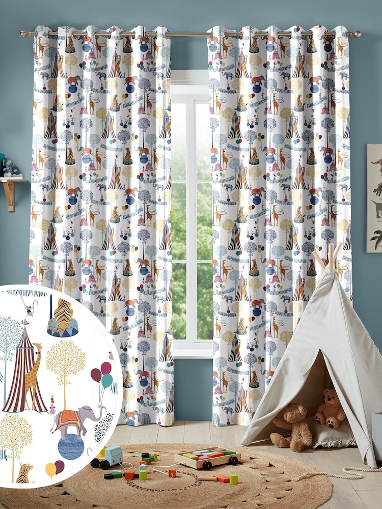 Sara Miller White Circus Made To Measure 100% Cotton Curtains - Image 1 of 6