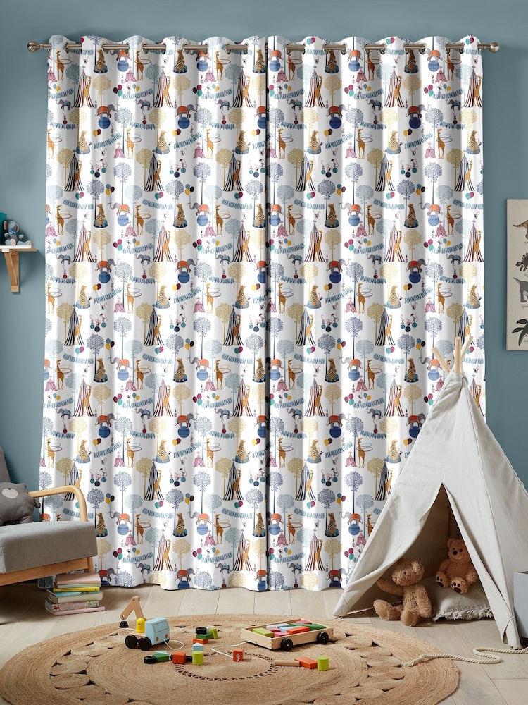 Sara Miller White Circus Made To Measure 100% Cotton Curtains - Image 2 of 6