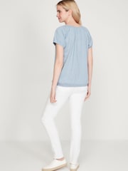 M&co Gypsy Top mit Lochstickerei, Blau - Bild 2 von 6