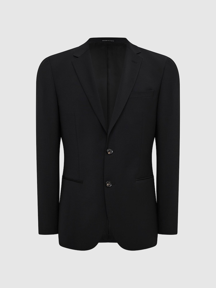 Reiss Black Pray Slim Fit Single Breasted Wool Blazer - Image 2 of 8 Reiss Black Pray Slim Fit Single Breasted Wool Blazer - Image 2 of 8
