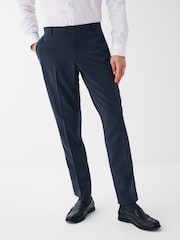 Navy Blue Slim Machine Washable Plain Front Smart Trousers - Image 1 of 7