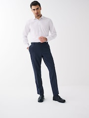 Navy Blue Slim Machine Washable Plain Front Smart Trousers - Image 2 of 7